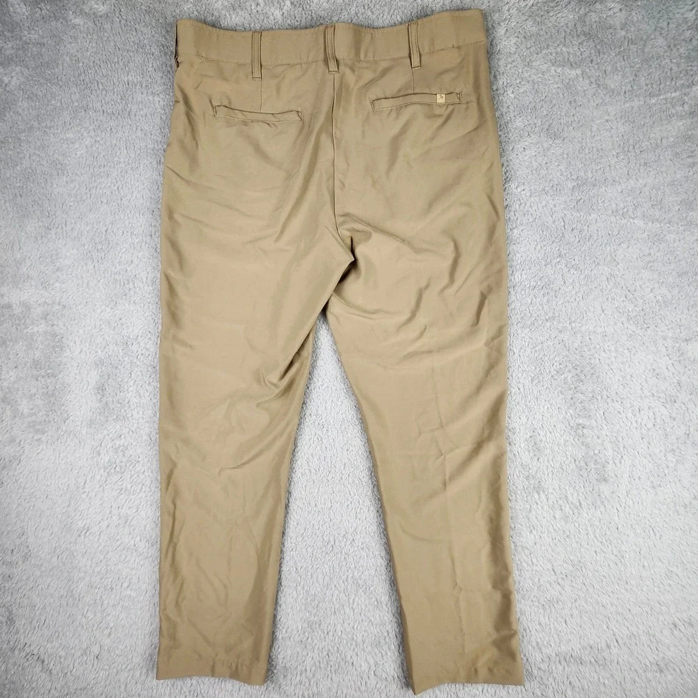 Birdie Bound Golf Pants Men 36x30 Khaki Stretch Performance Flat Front Preppy